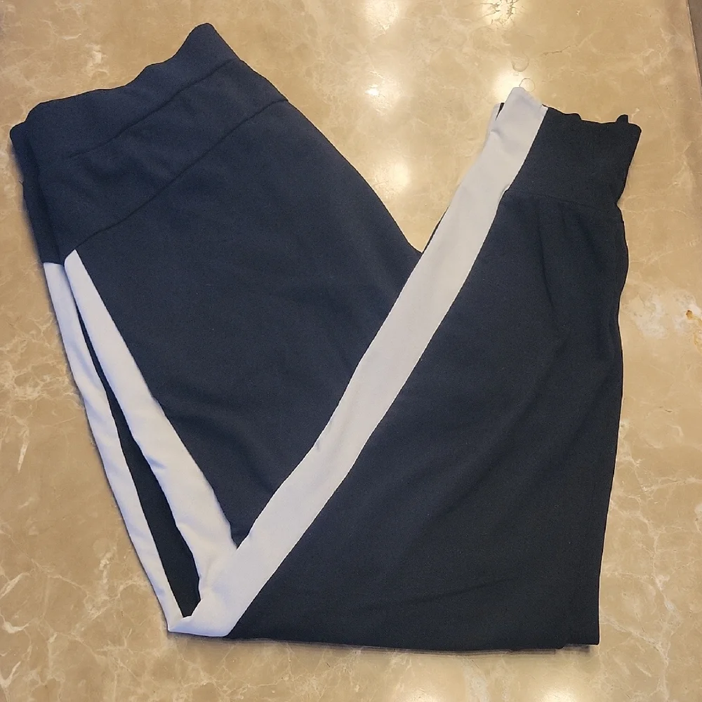 Athleta Black Tuxedo Joggers with White Side Stripe,  S - Picture 14 of 16